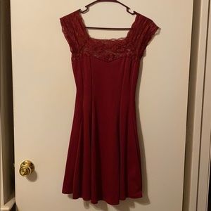 Burgundy flare mini dress